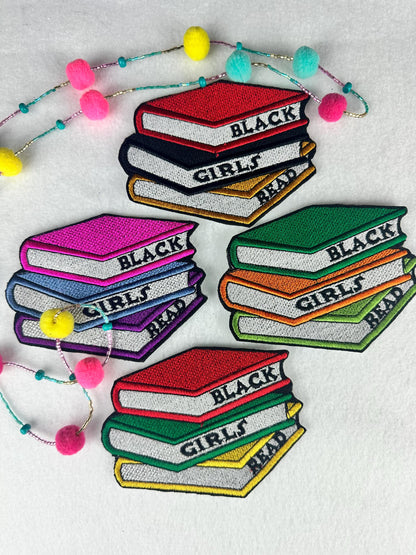 Black Girls Read Embroidery Patch, 4 1/4" Book Lover Patch, Sew On Patch with Iron-On Adhesive for Placement