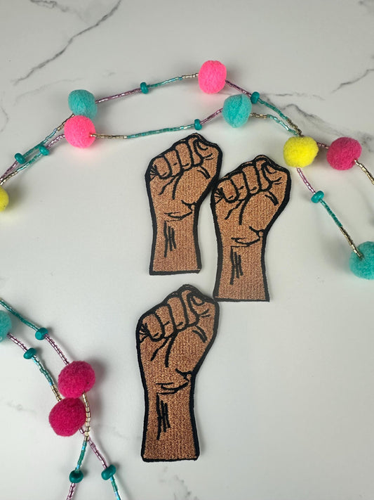 Black Power "Mini" Fist Embroidery Patch, Brown Skin Raised Fist Patch, Sew On with Iron-On Adhesive for Placement