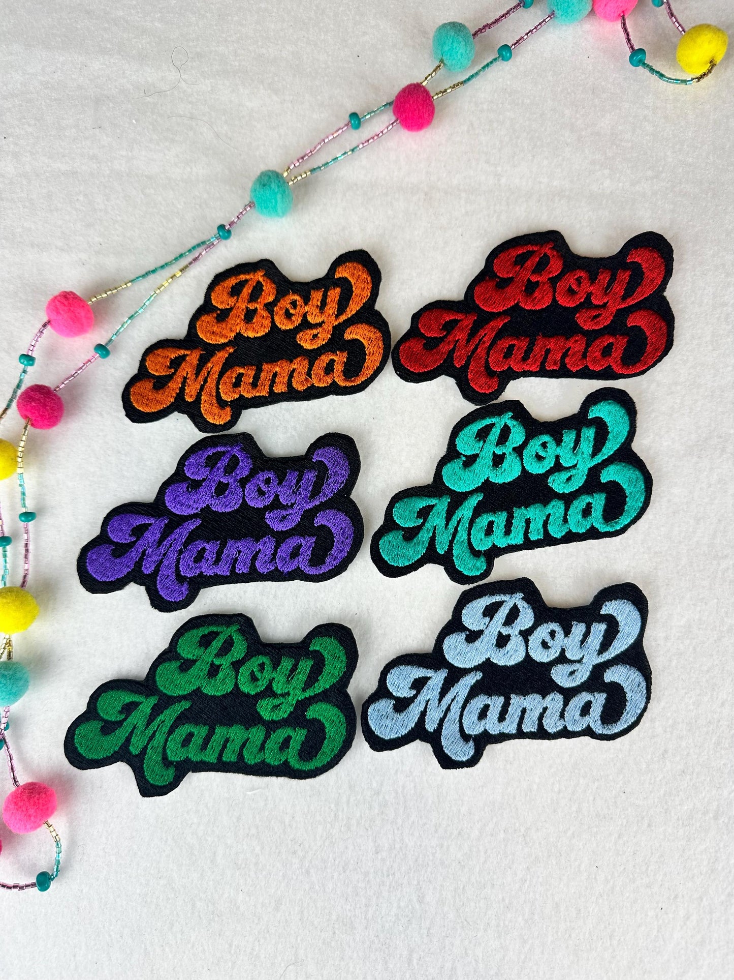 Boy Mama Iron-On Embroidery Patch | Mama Boy Patch | Mom Patch for Backpack & Tote Bag | Cute Mom Gift