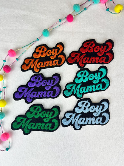 Boy Mama Iron-On Embroidery Patch | Mama Boy Patch | Mom Patch for Backpack & Tote Bag | Cute Mom Gift