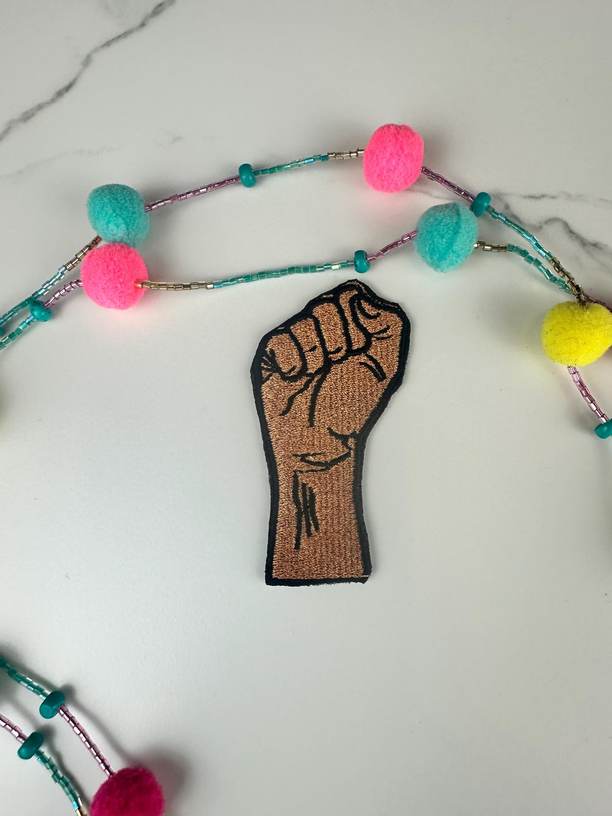 Black Power "Mini" Fist Embroidery Patch, Brown Skin Raised Fist Patch, Sew On with Iron-On Adhesive for Placement