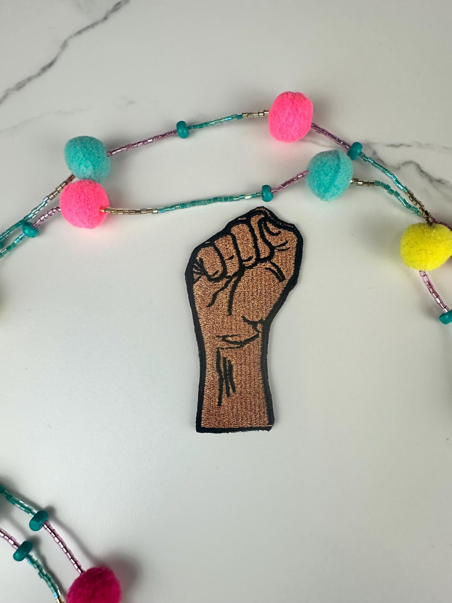 Black Power "Mini" Fist Embroidery Patch, Brown Skin Raised Fist Patch, Sew On with Iron-On Adhesive for Placement