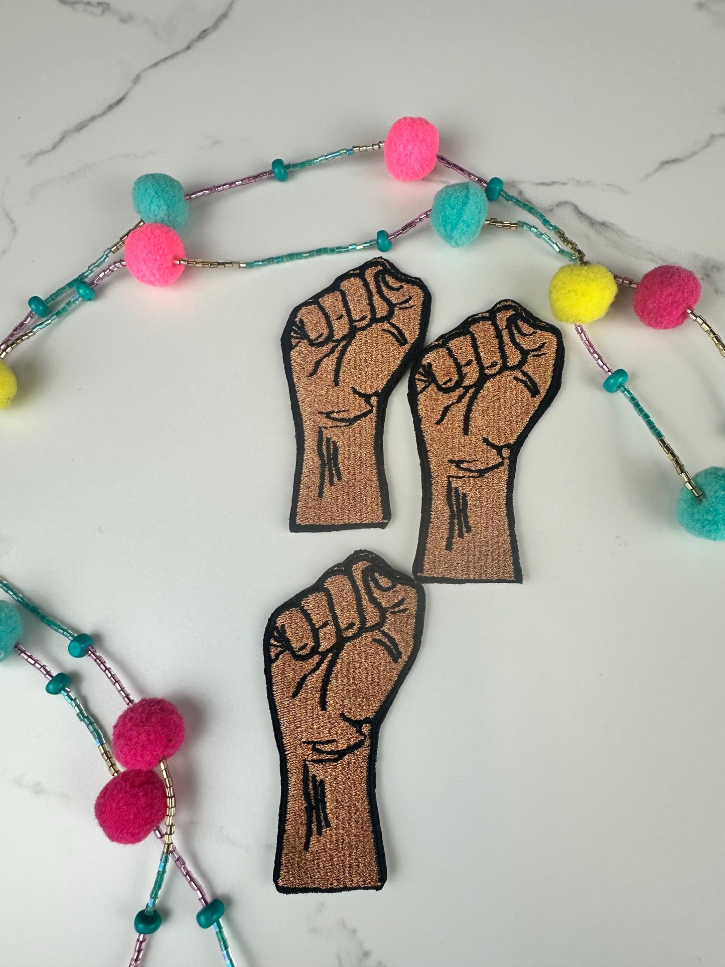 Black Power "Mini" Fist Embroidery Patch, Brown Skin Raised Fist Patch, Sew On with Iron-On Adhesive for Placement