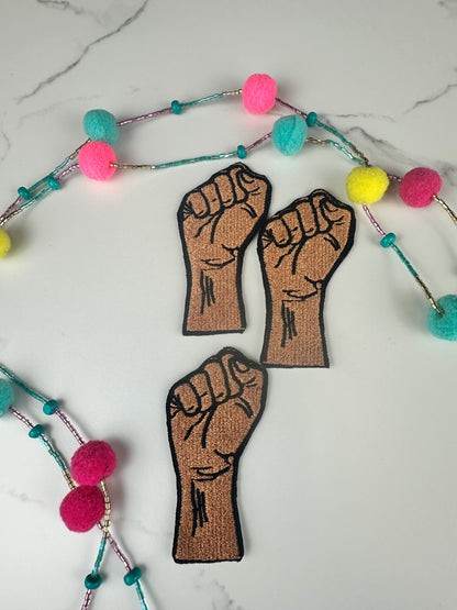 Black Power "Mini" Fist Embroidery Patch, Brown Skin Raised Fist Patch, Sew On with Iron-On Adhesive for Placement