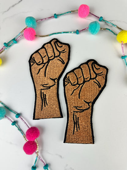 Black Power "Small" Fist Embroidery Patch, Brown Skin Raised Fist Patch, Sew On with Iron-On Adhesive for Placement