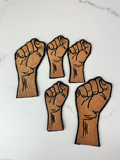 Black Power "Small" Fist Embroidery Patch, Brown Skin Raised Fist Patch, Sew On with Iron-On Adhesive for Placement