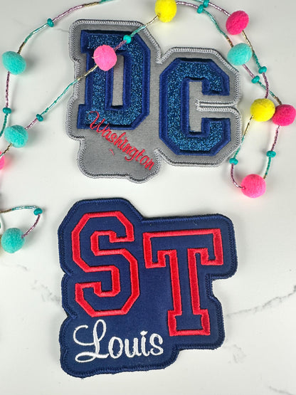 Embroidered Varsity Letter City Patch, St Louis, Atx, DC, NYC, US Army | Applique (Sew On Only)