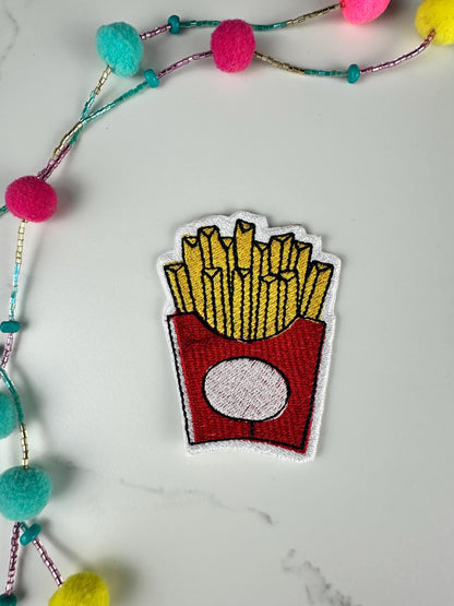 Mini Food Embroidery Patches (Set of 4), Popcorn Fries Jam Cookies Snack Bundle