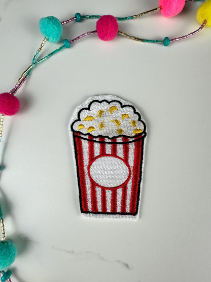 Mini Food Embroidery Patches (Set of 4), Popcorn Fries Jam Cookies Snack Bundle