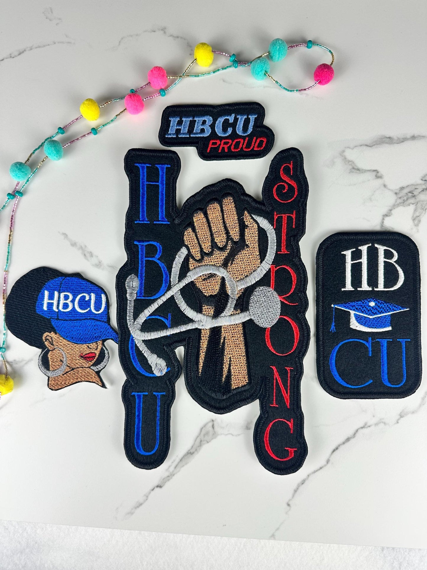 HBCU Graduation Patch Bundle In Blue colors, HBCU Family Patches, Black College Pride Sew on with Iron on adhesive for placement. Graduation