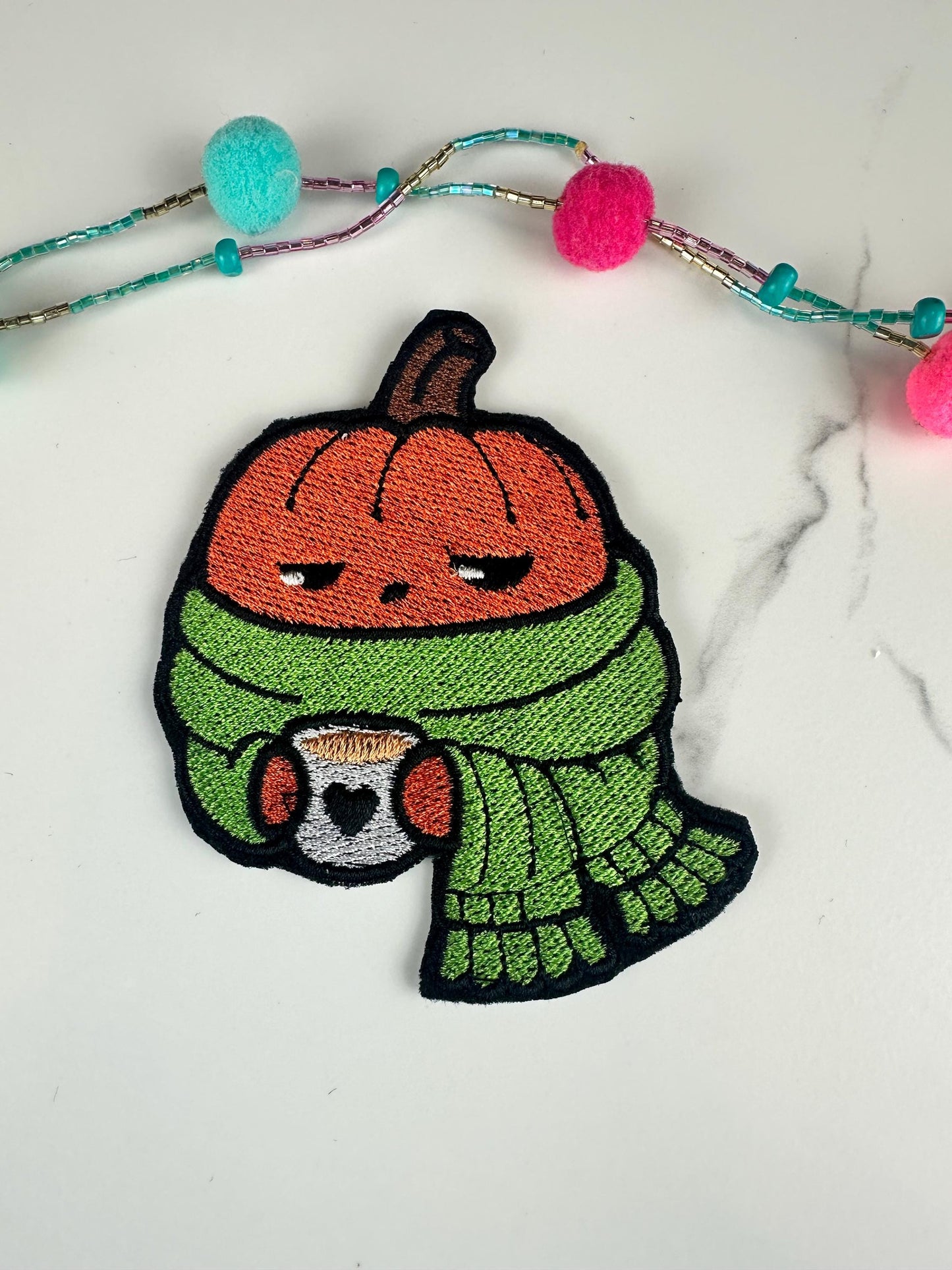 Cozy Pumpkin Patch  | Fall Pumpkin Embroidered Iron On Patch | Autumn Coffee Pumpkin | Cute Halloween  | Cozy Fall Decor-Bundle Available