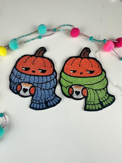 Cozy Pumpkin Patch  | Fall Pumpkin Embroidered Iron On Patch | Autumn Coffee Pumpkin | Cute Halloween  | Cozy Fall Decor-Bundle Available