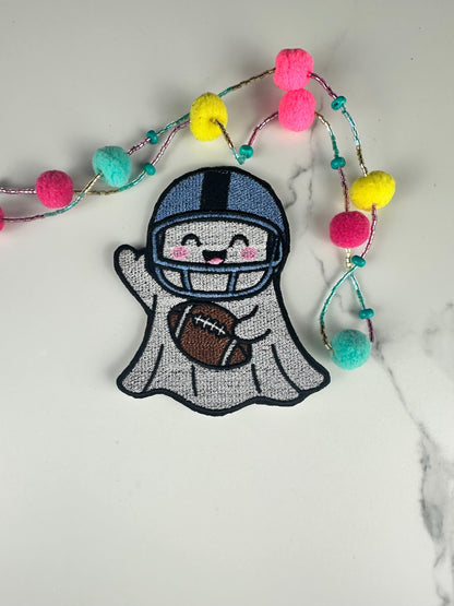 Cute Ghost Embroidery | Pink Beanie Ghost & Football Ghost Embroidered | Halloween Couple | Spooky Season-Bundle Available